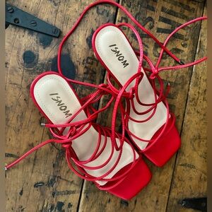 SOLD- BRAND NEW Red Strappy Kitten Heel - Size 10